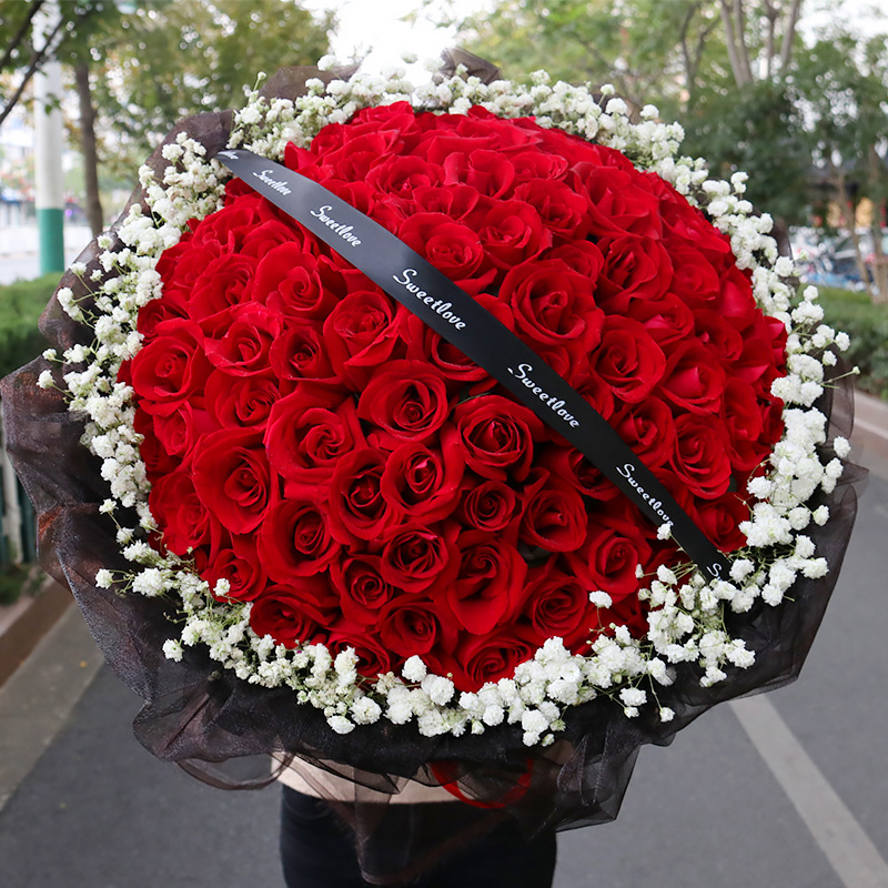 99朵红玫瑰花束礼盒鲜花速递杭州同城宁波温州嘉兴湖州生日送花店