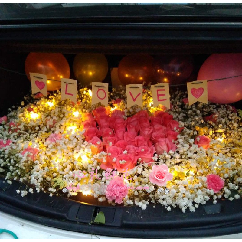 鲜花速递汽车后备箱求婚表白生日惊喜礼物北京天津苏州重庆同城送