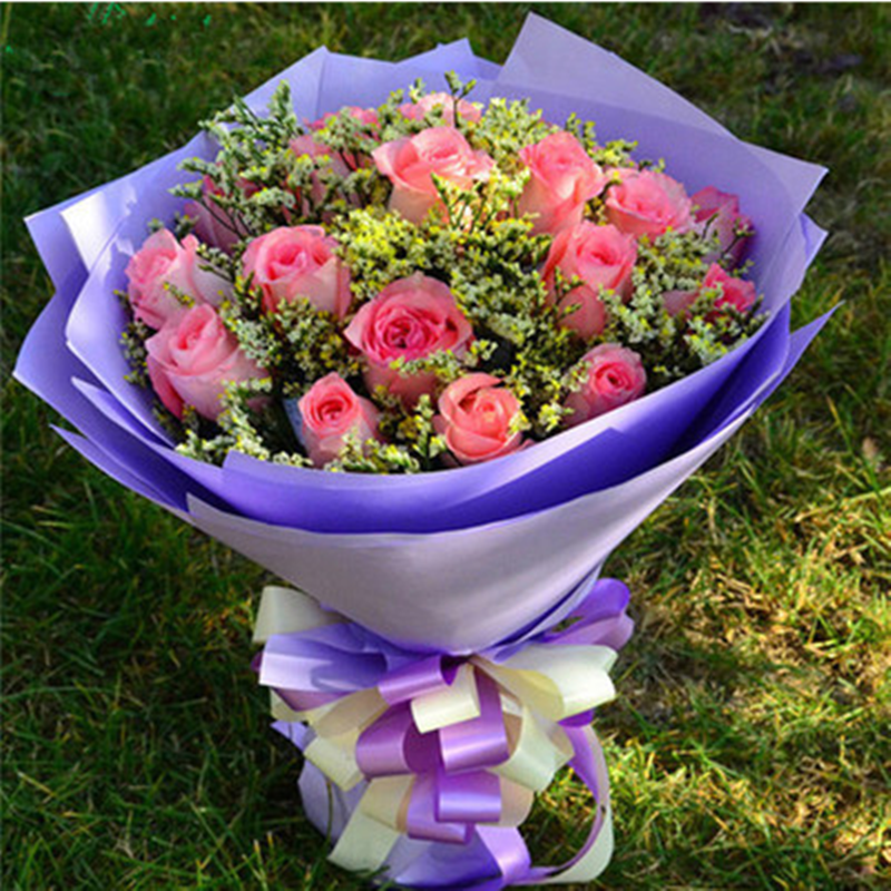 纪念日鲜花同城速递海南屯昌县乐东陵水县花店配送粉玫瑰花束礼盒