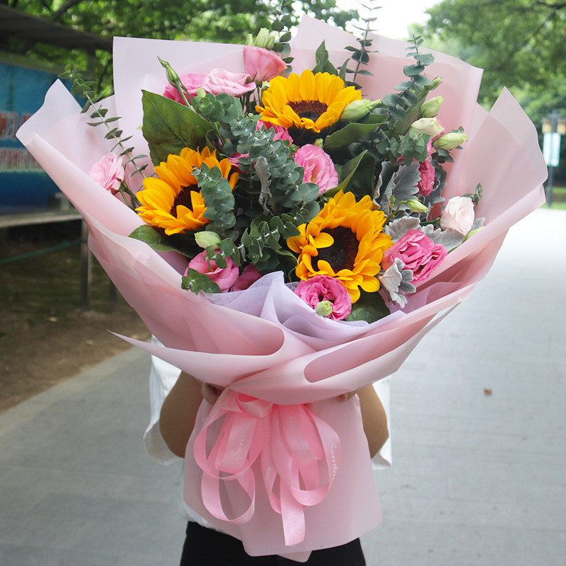 呼和浩特玫瑰混搭向日葵花束礼盒鲜花速递同城新城回民玉泉送花店