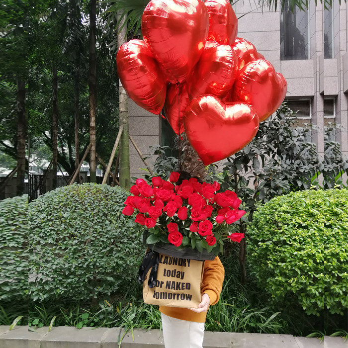 99朵玫瑰花束花盒重庆鲜花同城速递送女友求爱求婚情人节生日礼物
