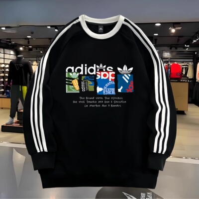 三杠棉质长袖卫衣美式百搭休闲