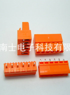 HT3.96-6P 插拔式PCB接线端子 插头+直针插座 间距3.96MM 橙色