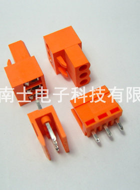 HT3.96-3P 插拔式PCB接线端子 插头+直针插座 间距3.96MM 橙色