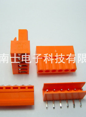 HT3.96-6P 插拔式PCB接线端子 插头+弯针插座 间距3.96MM 橙色