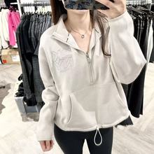 COCO美国代购 DKNY 女士卫衣 刺繡logo 拉鏈套頭歐美運動風