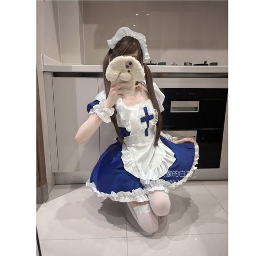 绀色十字架日系女仆装软妹服