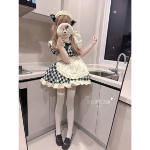 女仆装 MIAO：英式 大码 可爱二次元 lolita洛丽塔连衣裙 格子女佣装