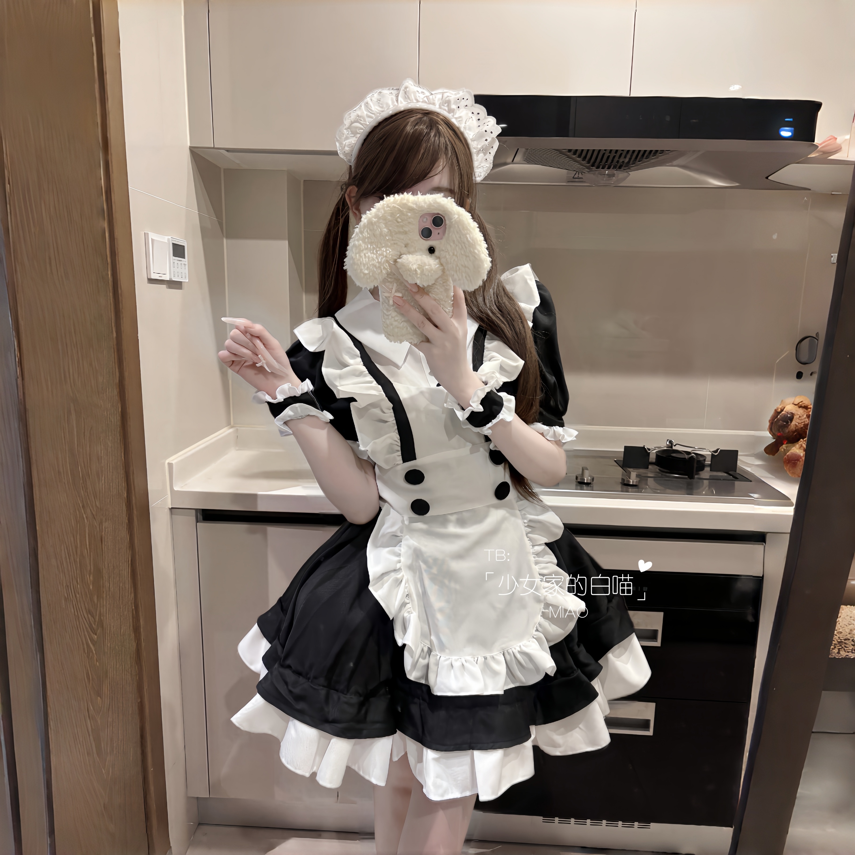 日常黑白软妹女仆装狗短公主裙
