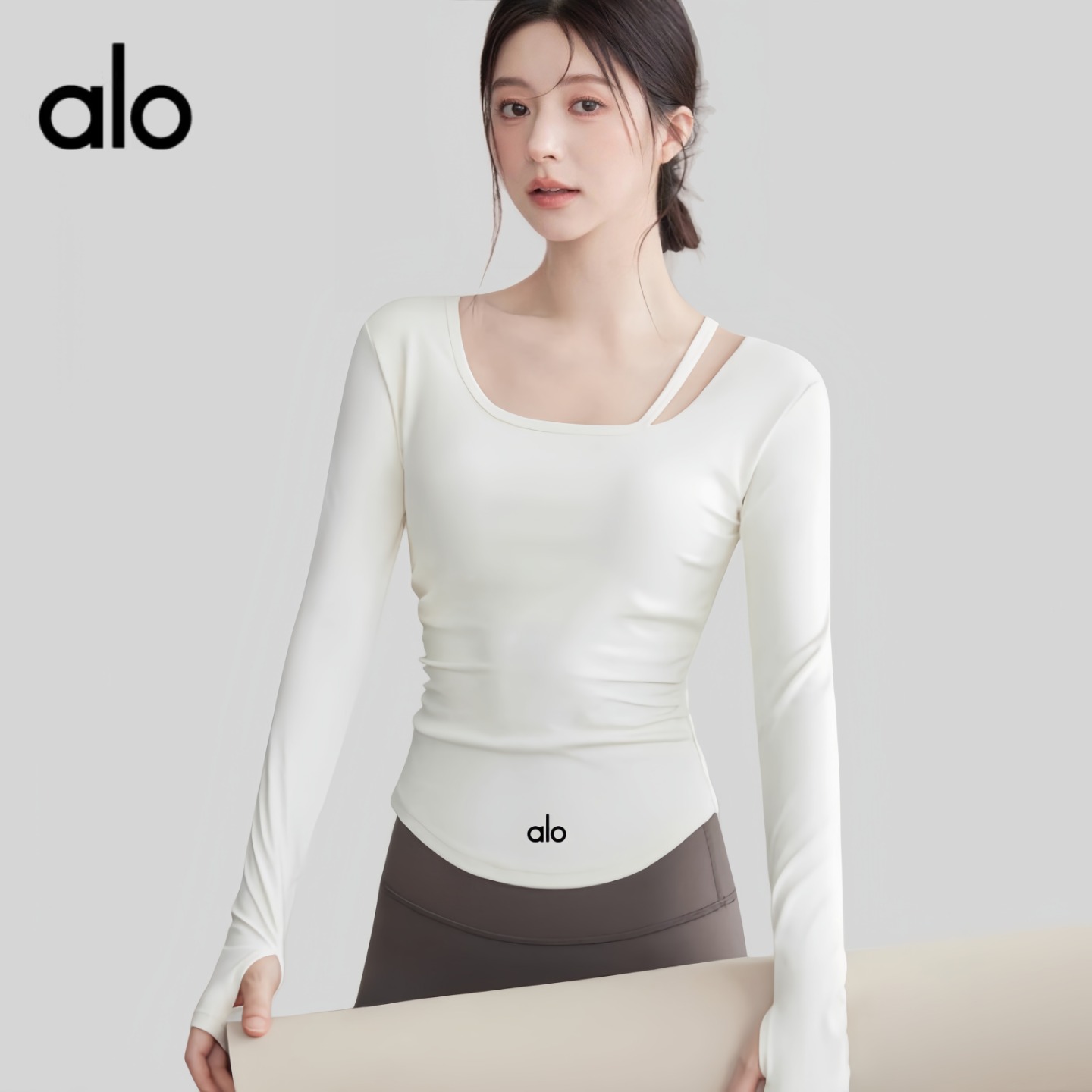 瑜伽服长袖运动跑步训练罩衫