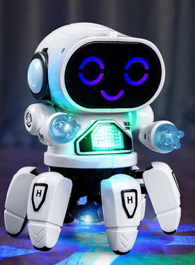 会唱歌跳舞网红电动六爪智能机器人灯光音效摆地摊玩具