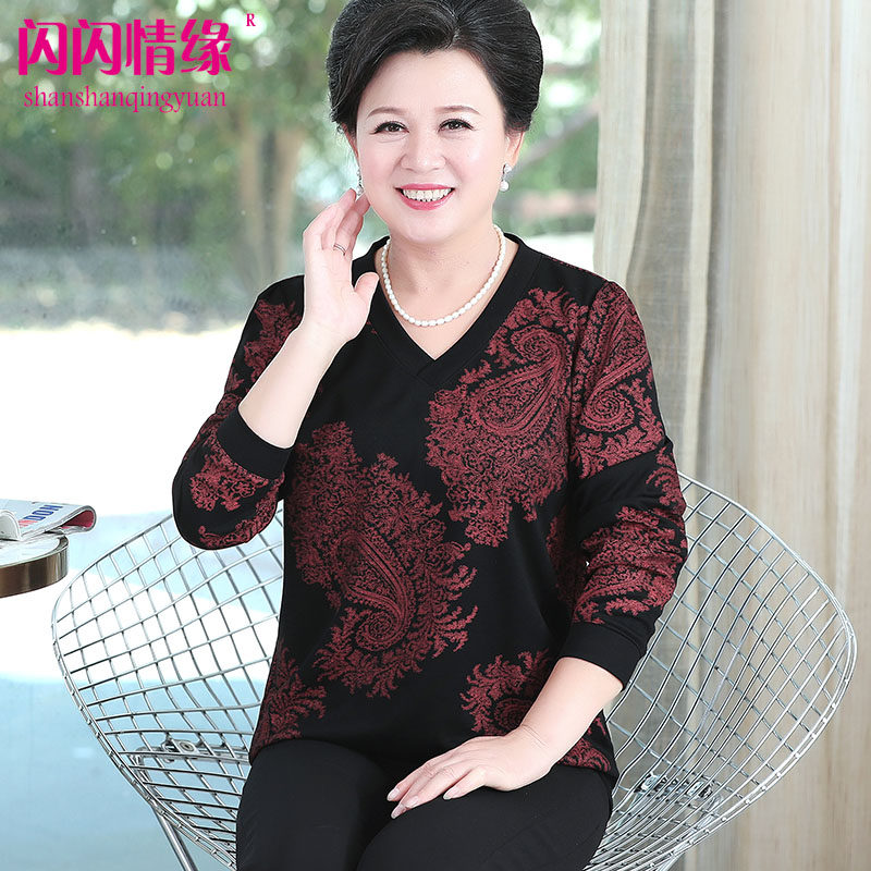 220斤胖妈妈装阔太太秋季装中老年人宽松T恤特加肥加大码女装高贵