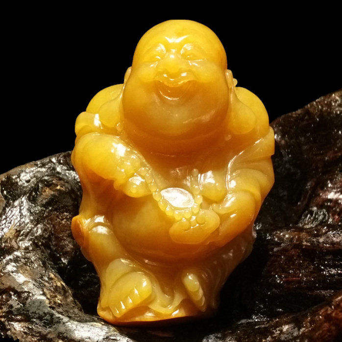 精品籽料大肚弥勒佛霍山玉黄龙玉黄蜡石大别山玉玉佛手玩件手把件