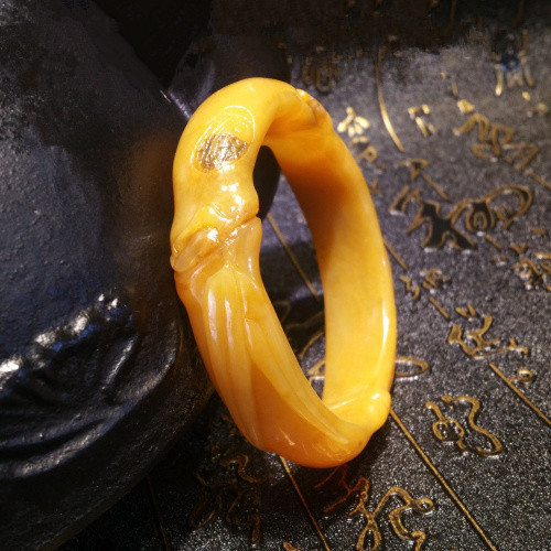 霍山玉籽料俏色玉竹节节高手镯大别山黄蜡石黄龙玉大别山.