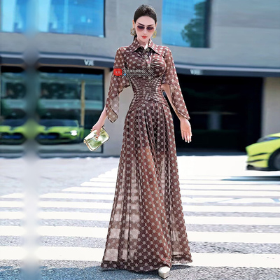 夏季欧美大牌风印花显瘦阔腿百褶连体裤2025新款时尚性感连身长裤