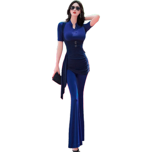 夏季不规则拼接上衣长裤两件套新款小众轻熟风减龄套装