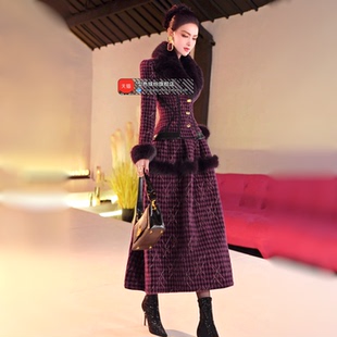 冬季宫廷风气质毛呢套装裙2025新款收腰上衣高腰大摆长裙两件套