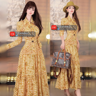 裙 收腰波西米亚过膝收腰衬衫 早春时尚 松弛感穿搭格纹连衣裙2026款