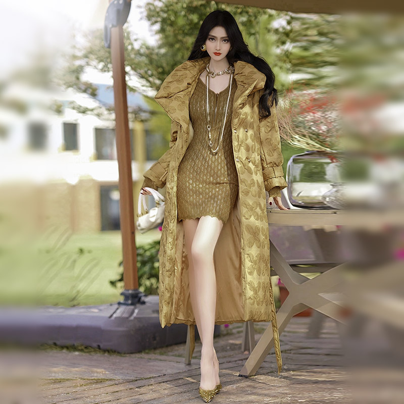 大翻领中长款棉服型色缤纷洋气