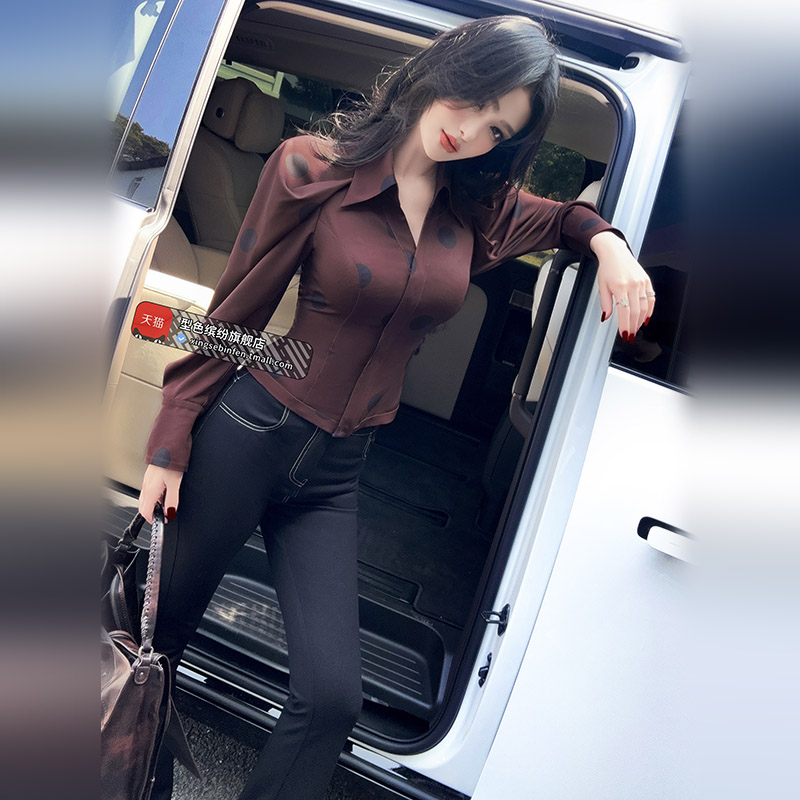 春夏季职业范经典气质波点翻领衬衫新款通勤时尚显瘦上衣小衫