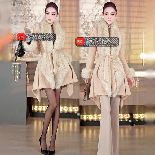 型色缤纷冬季时尚可脱卸毛领短大衣2025新款女人味气质干练外套