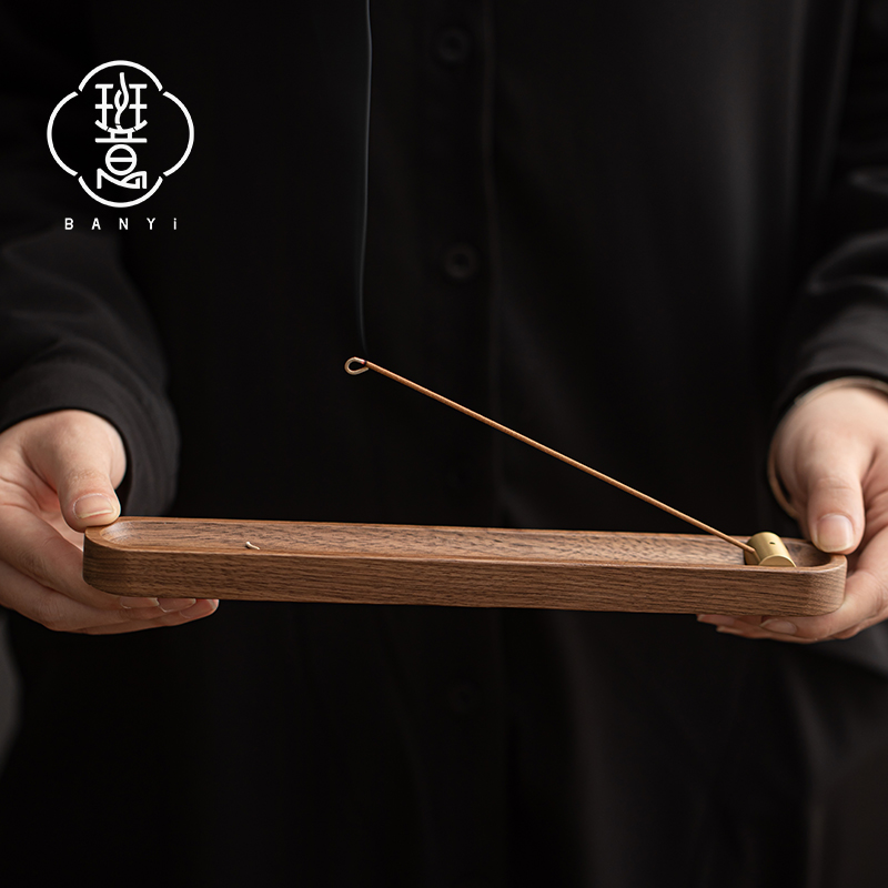 班意胡桃木香插线香托架