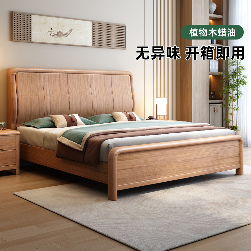 全实木床1.8米金丝檀木现代简约双人大床北欧主卧原木储物婚床1.5