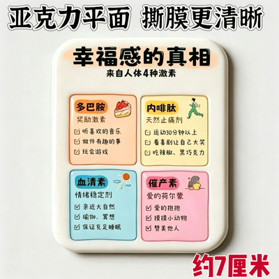 幸福感的真相四种快乐激素科普亚克力平面磁吸冰箱贴居家装饰佳礼