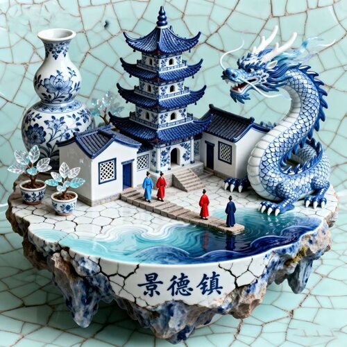 景点陶瓷景德镇亚克力平面磁吸冰箱贴文创纪念品伴手礼品冰箱装饰