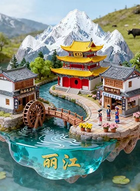 丽江亚克力冰箱贴平面磁贴大理旅游景点纪念品云南文创伴手礼送人