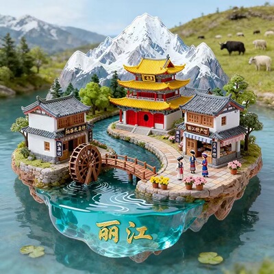 丽江亚克力冰箱贴平面磁贴大理旅游景点纪念品云南文创伴手礼送人