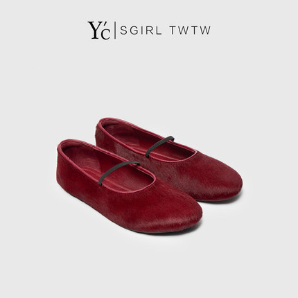 YC｜ 法式复古极简高丝光马毛玛丽珍鞋一字带平底芭蕾奶奶单鞋女