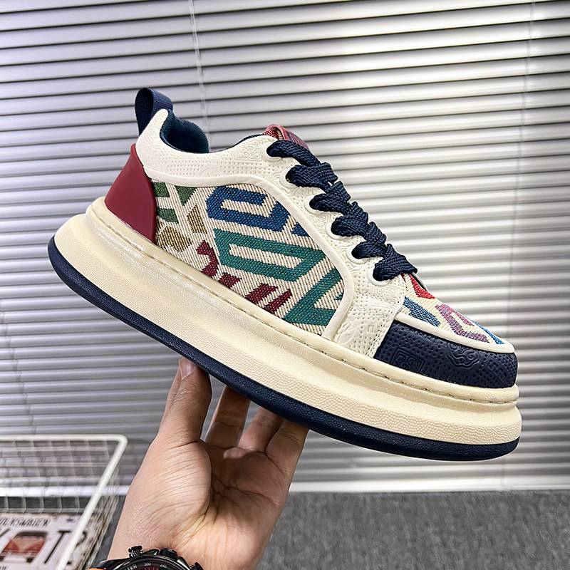 潮牌增高板鞋男厚底透气百搭休闲鞋刺绣个性时尚运动舒适轻便潮鞋