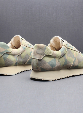 迷彩低帮鞋男真皮复古做旧百搭厚底运动休闲鞋男士韩版潮流板鞋潮