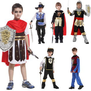 万圣节表演出武士舞会服饰儿童古罗马铠甲小战士服装化妆勇士服装