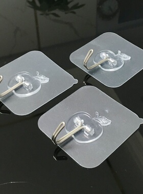 日系好物 墙壁免打孔挂钩门后无痕粘钩透明挂钩厨房杂物钩子A586