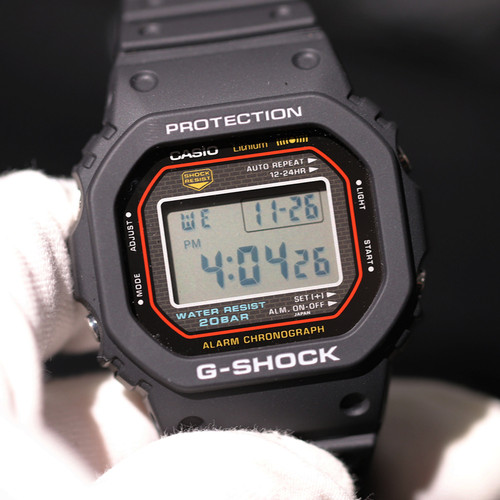 卡西欧手表男数显原点红圈小方块