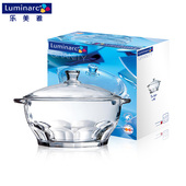 乐美雅钢化玻璃碗带盖汤碗 天天特价 水晶煲双耳泡面碗可微波