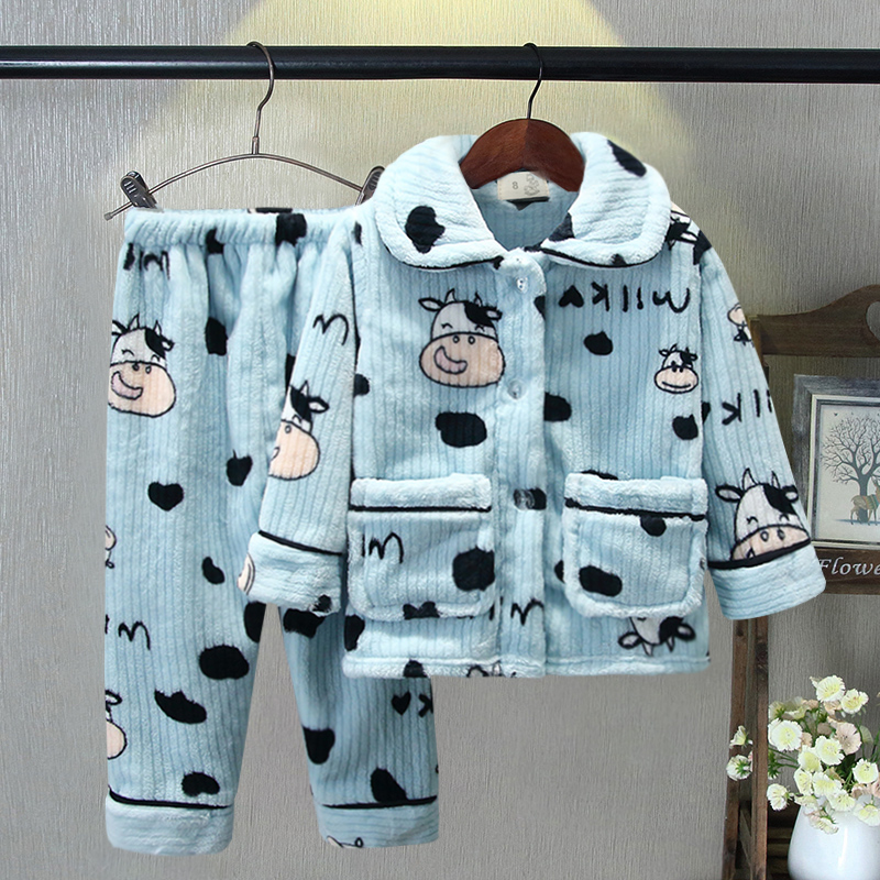 儿童睡衣法兰绒男童加绒款保暖