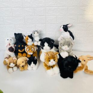 外贸仿真猫咪公仔 虎斑小猫毛绒玩具 罗纳威犬老虎金毛拉布拉多犬