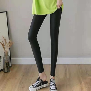 冰丝打底裤女可外穿夏季紧身加绒九分大码高腰显瘦保暖弹力瑜伽裤