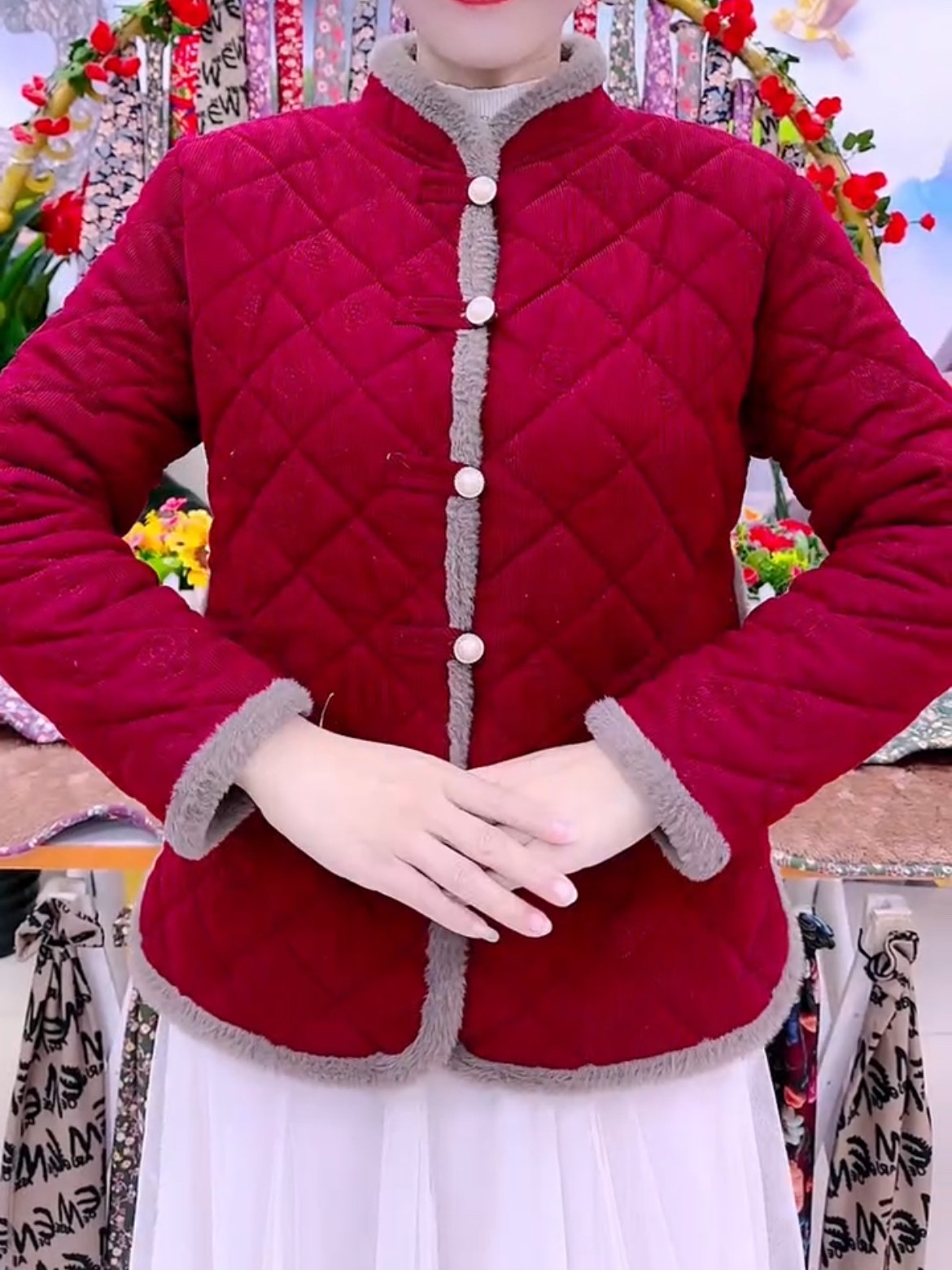 棉袄女加绒加厚中老年女装妈妈装保暖棉服开衫长袖内胆羊羔毛秋冬