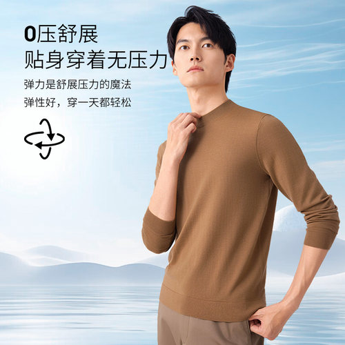 名盾商务100%绵羊毛半高领羊毛衫