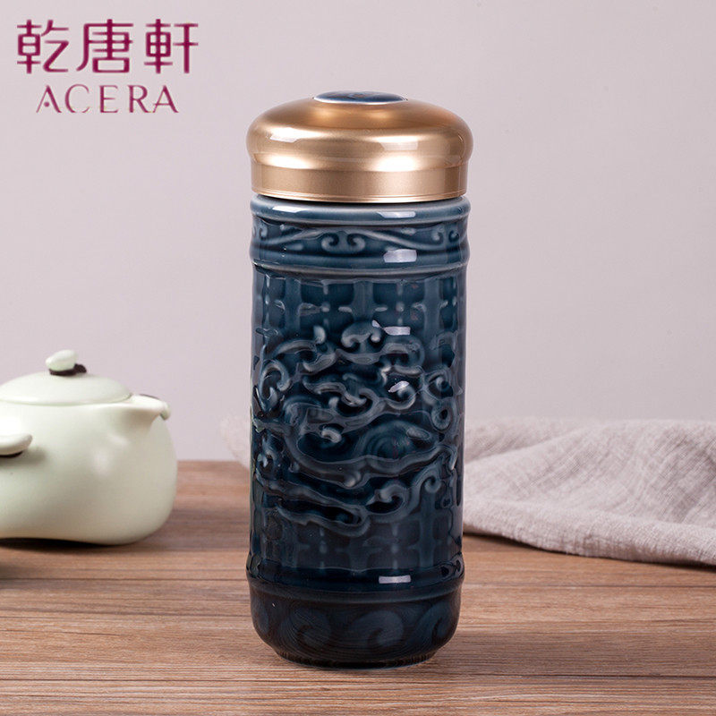乾唐轩商务保温带盖高档活瓷杯