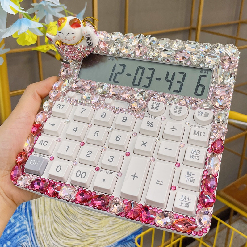 招财猫7号电池12位数镶钻计算器