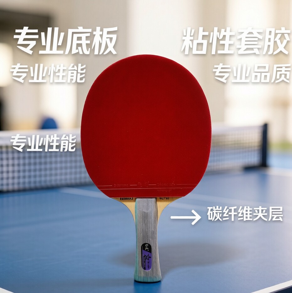 高端乒乓球拍专业外置蓝芳碳纤维训练比赛高弹高粘反胶成品单双拍