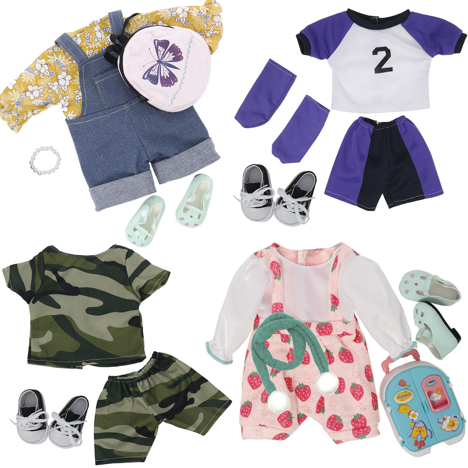适穿于45厘米偶季衣服套装牛仔裤仿真重生婴儿服饰配件14英寸娃衣