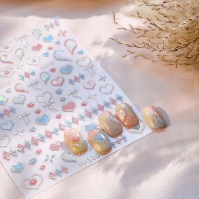 TENSOR新工艺简约款爱心玻璃碎M-999背胶磨砂美甲贴纸果冻胶系列