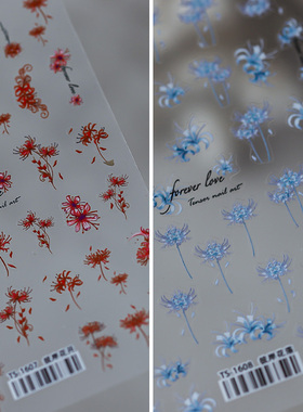 新工艺TENSOR日系薄刃美甲贴纸背胶指甲贴饰品TS1607彼岸花开