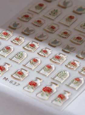 新工艺线条磨砂TENSOR立体美甲贴纸ins背胶美甲贴果冻胶系列M-637